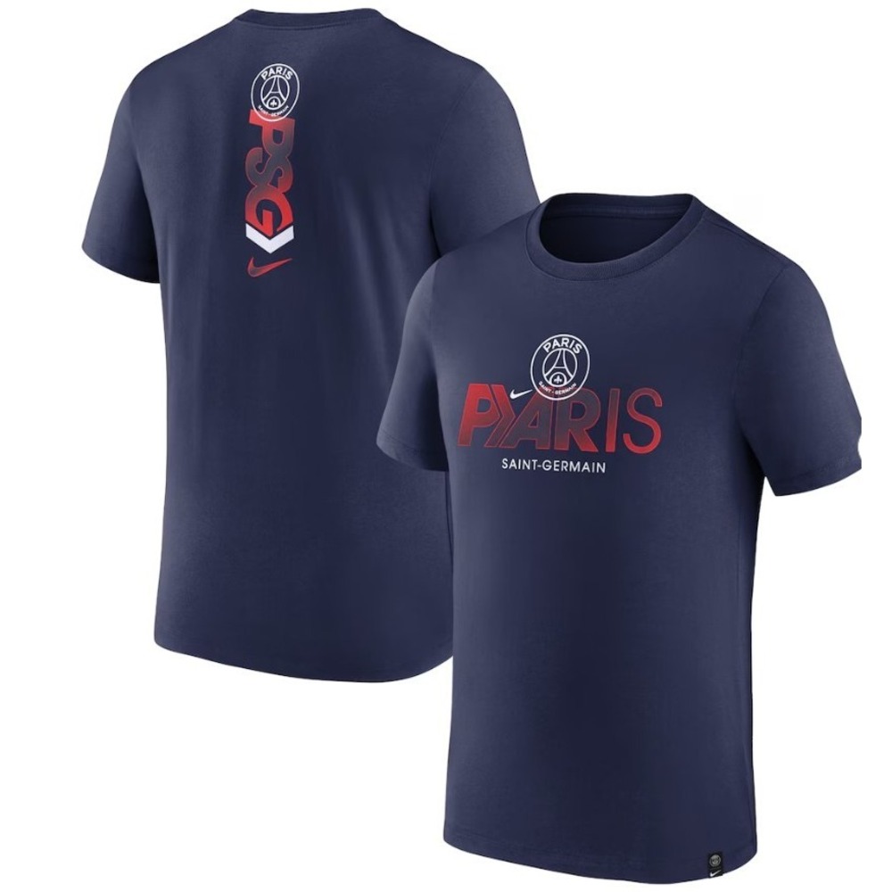 Nike PSG Paris Saint-Germain T-Shirt Mens Small Navy Blue Football Graphic